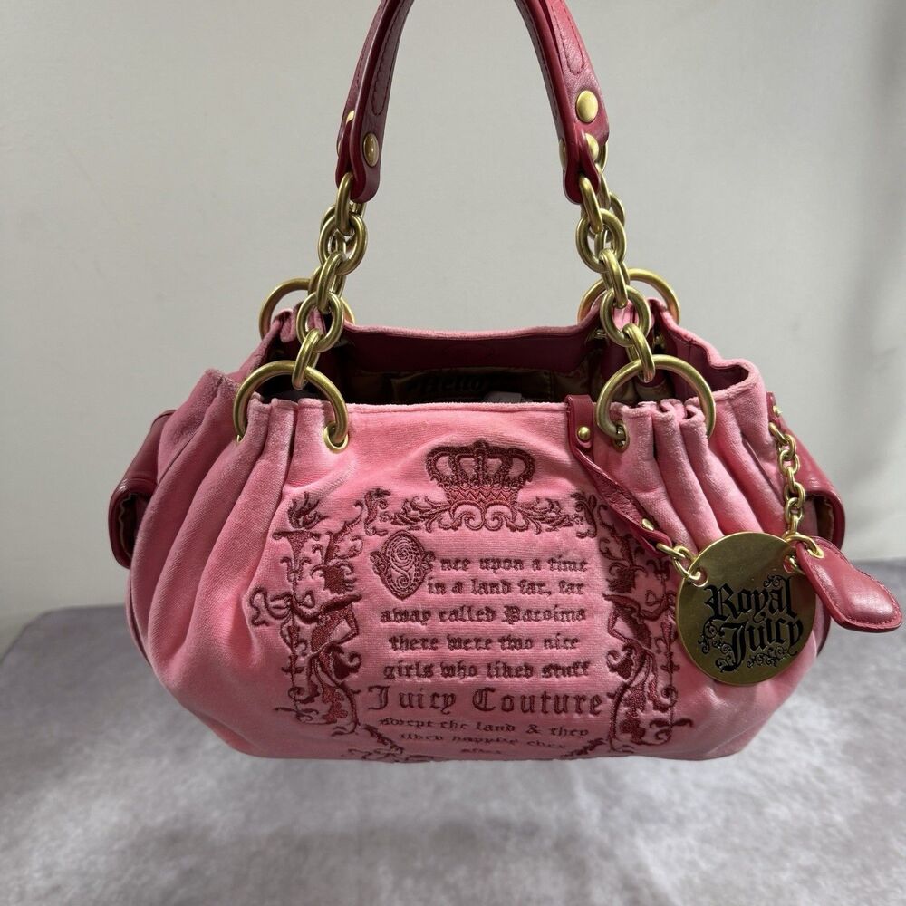 Vintage Y2K Juicy Couture Velour "Once Upon a Time" Purse Bag Pink Fairy NWOT - Picture 2 of 16